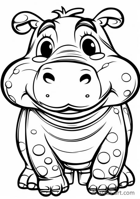 Hippopotamu Coloring Page For Kids